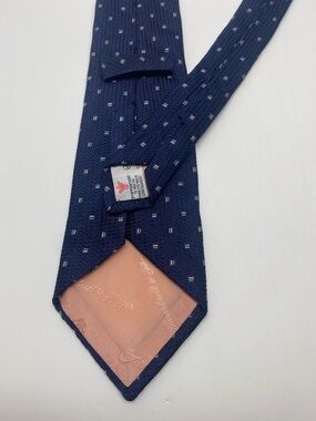 Navy blue geometric handmade tie from the luxury British brand Turnbull & Asser